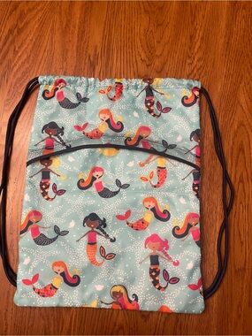 Thirty-One Kids Mermaid Drawstring Backpack - Aqua with Mermaids